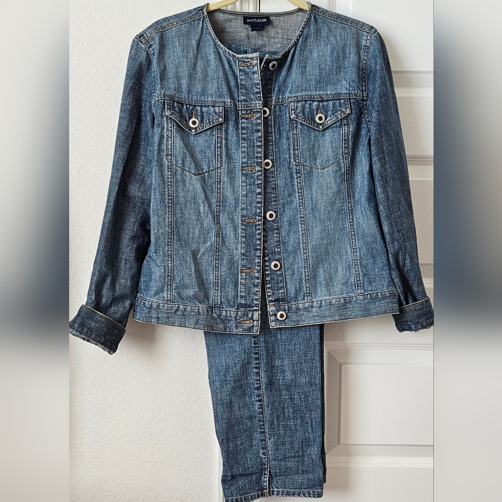 2pc Ann Taylor Denim Jacket and   Pant Set